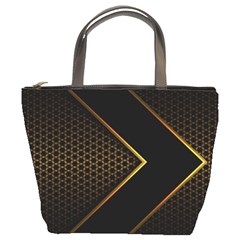 Black Arrow Gold Line Hexagon Mesh Pattern Bucket Bag by Vaneshart