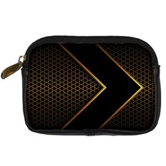 Black Arrow Gold Line Hexagon Mesh Pattern Digital Camera Leather Case by Vaneshart