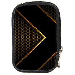 Black Arrow Gold Line Hexagon Mesh Pattern Compact Camera Leather Case by Vaneshart