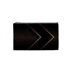 Black Arrow Gold Line Hexagon Mesh Pattern Cosmetic Bag (small) by Vaneshart