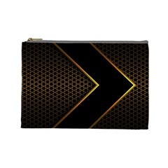 Black Arrow Gold Line Hexagon Mesh Pattern Cosmetic Bag (large) by Vaneshart