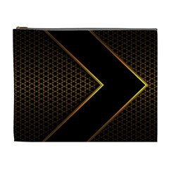 Black Arrow Gold Line Hexagon Mesh Pattern Cosmetic Bag (xl) by Vaneshart