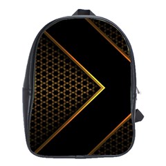 Black Arrow Gold Line Hexagon Mesh Pattern School Bag (large) by Vaneshart