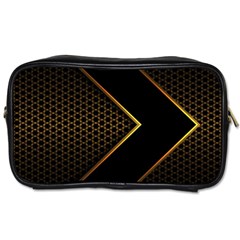 Black Arrow Gold Line Hexagon Mesh Pattern Toiletries Bag (one Side) by Vaneshart