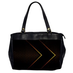 Black Arrow Gold Line Hexagon Mesh Pattern Oversize Office Handbag by Vaneshart