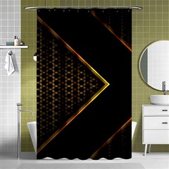 Black Arrow Gold Line Hexagon Mesh Pattern Shower Curtain 48  X 72  (small)  by Vaneshart