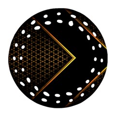 Black Arrow Gold Line Hexagon Mesh Pattern Ornament (round Filigree) by Vaneshart