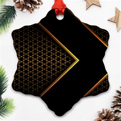 Black Arrow Gold Line Hexagon Mesh Pattern Ornament (snowflake) by Vaneshart