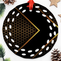 Black Arrow Gold Line Hexagon Mesh Pattern Round Filigree Ornament (two Sides) by Vaneshart