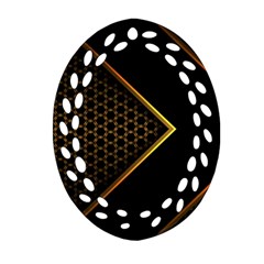 Black Arrow Gold Line Hexagon Mesh Pattern Ornament (oval Filigree) by Vaneshart