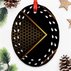 Black Arrow Gold Line Hexagon Mesh Pattern Oval Filigree Ornament (two Sides) by Vaneshart