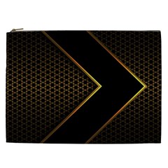 Black Arrow Gold Line Hexagon Mesh Pattern Cosmetic Bag (xxl) by Vaneshart