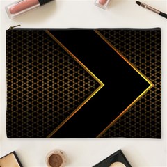 Black Arrow Gold Line Hexagon Mesh Pattern Cosmetic Bag (xxxl) by Vaneshart