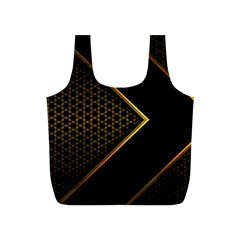 Black Arrow Gold Line Hexagon Mesh Pattern Full Print Recycle Bag (s) by Vaneshart