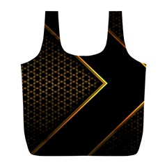 Black Arrow Gold Line Hexagon Mesh Pattern Full Print Recycle Bag (l) by Vaneshart