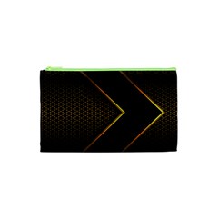 Black Arrow Gold Line Hexagon Mesh Pattern Cosmetic Bag (xs) by Vaneshart