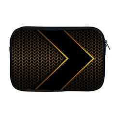 Black Arrow Gold Line Hexagon Mesh Pattern Apple Macbook Pro 17  Zipper Case by Vaneshart