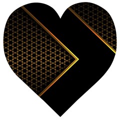 Black Arrow Gold Line Hexagon Mesh Pattern Wooden Puzzle Heart