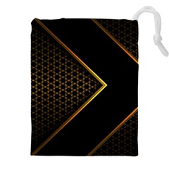 Black Arrow Gold Line Hexagon Mesh Pattern Drawstring Pouch (5xl)