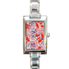 Tropical Seamless Pattern With Colorful Leaves Plants Rectangle Italian Charm Watch by Vaneshart