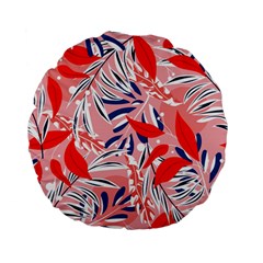 Tropical Seamless Pattern With Colorful Leaves Plants Standard 15  Premium Flano Round Cushions by Vaneshart