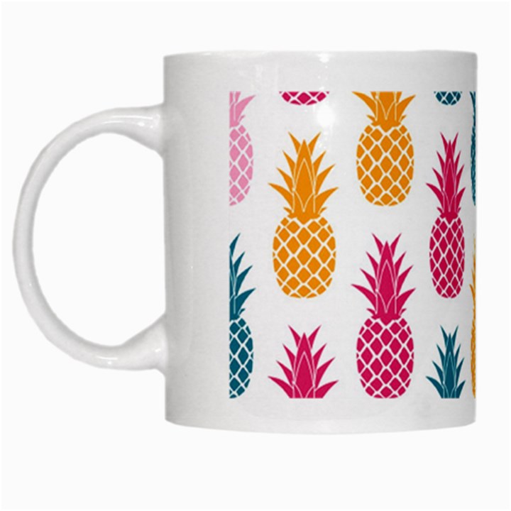 Tropic Fruit Pineapple Seamless Pattern Design Vector Illustration White Mugs