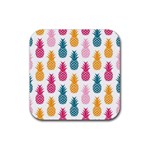 Tropic Fruit Pineapple Seamless Pattern Design Vector Illustration Rubber Coaster (Square)  Front