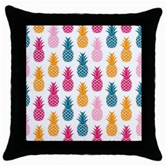 Tropic Fruit Pineapple Seamless Pattern Design Vector Illustration Throw Pillow Case (black) by Vaneshart