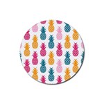 Tropic Fruit Pineapple Seamless Pattern Design Vector Illustration Rubber Coaster (Round)  Front