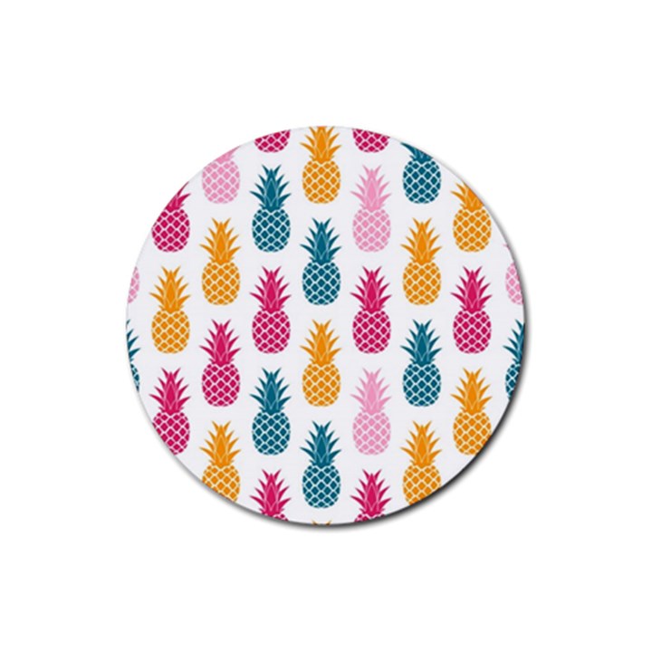 Tropic Fruit Pineapple Seamless Pattern Design Vector Illustration Rubber Coaster (Round) 