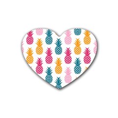 Tropic Fruit Pineapple Seamless Pattern Design Vector Illustration Heart Coaster (4 Pack)  by Vaneshart