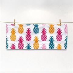 Tropic Fruit Pineapple Seamless Pattern Design Vector Illustration Hand Towel by Vaneshart