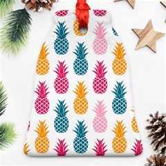 Tropic Fruit Pineapple Seamless Pattern Design Vector Illustration Bell Ornament (two Sides) by Vaneshart