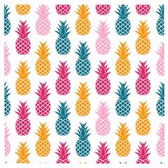 Tropic Fruit Pineapple Seamless Pattern Design Vector Illustration Wooden Puzzle Square by Vaneshart