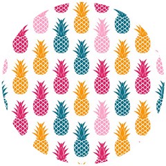 Tropic Fruit Pineapple Seamless Pattern Design Vector Illustration Wooden Puzzle Round by Vaneshart