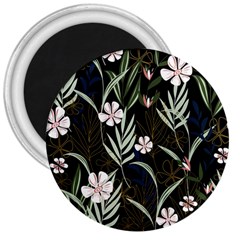 Trending Abstract Seamless Pattern With Colorful Tropical Leaves Plants Black Background 3  Magnets by Vaneshart