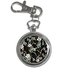 Trending Abstract Seamless Pattern With Colorful Tropical Leaves Plants Black Background Key Chain Watches by Vaneshart