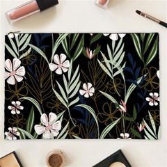 Trending Abstract Seamless Pattern With Colorful Tropical Leaves Plants Black Background Cosmetic Bag (xxl) by Vaneshart