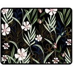 Trending Abstract Seamless Pattern With Colorful Tropical Leaves Plants Black Background Double Sided Fleece Blanket (Medium)  58.8 x47.4  Blanket Front