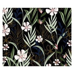 Trending Abstract Seamless Pattern With Colorful Tropical Leaves Plants Black Background Double Sided Flano Blanket (small)  by Vaneshart