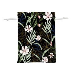 Trending Abstract Seamless Pattern With Colorful Tropical Leaves Plants Black Background Lightweight Drawstring Pouch (l)