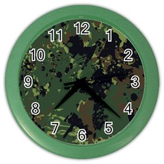 Military Background Grunge Style Color Wall Clock by Vaneshart