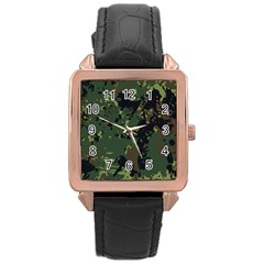 Military Background Grunge Style Rose Gold Leather Watch  by Vaneshart