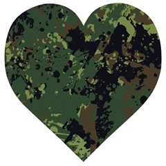 Military Background Grunge Style Wooden Puzzle Heart