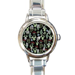 Cute Africa Seamless Pattern Round Italian Charm Watch by Vaneshart