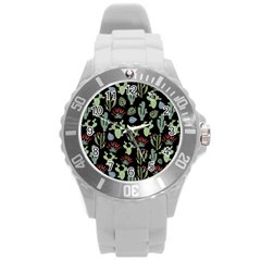 Cute Africa Seamless Pattern Round Plastic Sport Watch (l) by Vaneshart