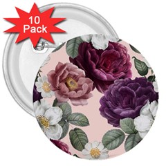 Romantic Floral Background 3  Buttons (10 Pack)  by Vaneshart