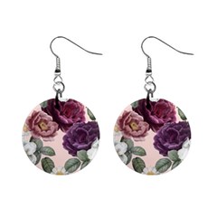 Romantic Floral Background Mini Button Earrings by Vaneshart