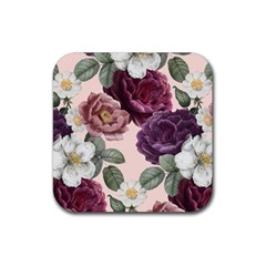 Romantic Floral Background Rubber Coaster (square)  by Vaneshart