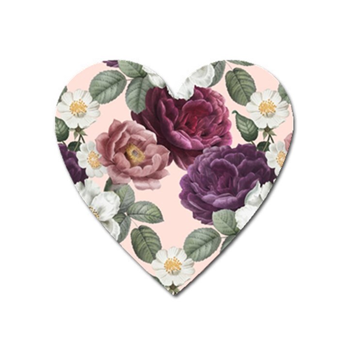 Romantic Floral Background Heart Magnet